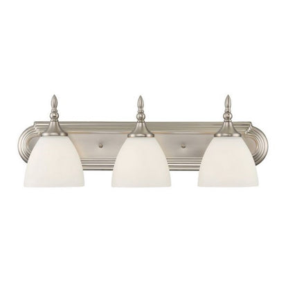 3 Light Bathroom Vanity Light, Satin Nickel