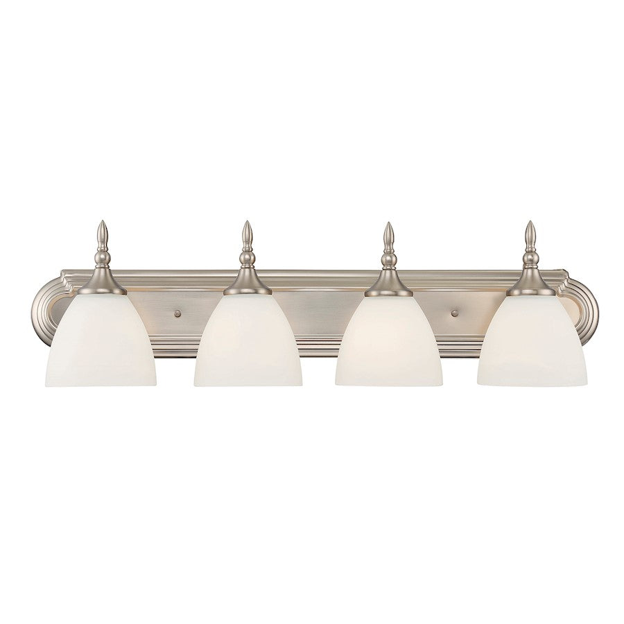 4 Light Bathroom Vanity Light, Satin Nickel