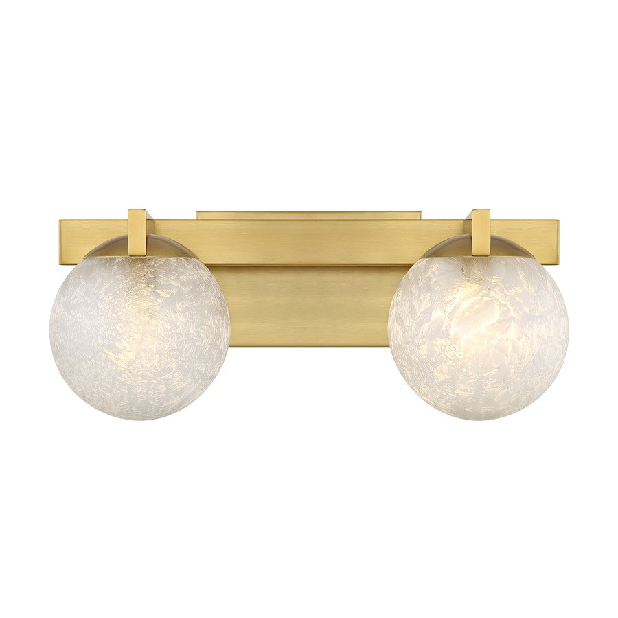 Savoy House Darien 2 Light Bath, Warm Brass/Ice