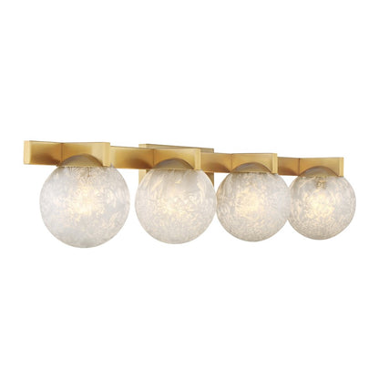 Savoy House Darien 4 Light Bath, Warm Brass/Ice