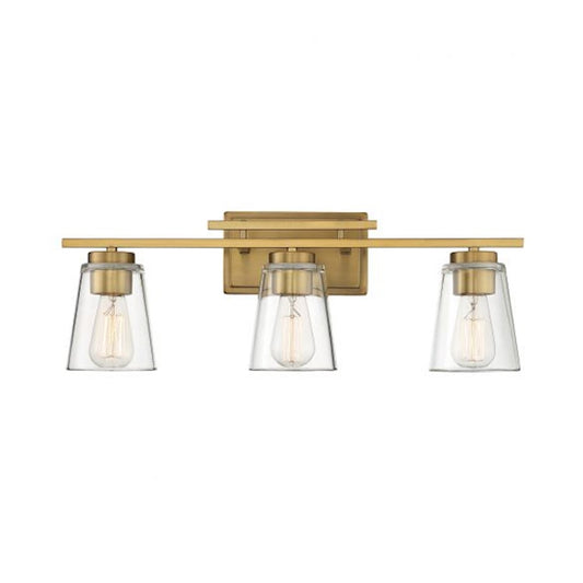 3 Light Bathroom Vanity Light, Warm Brass