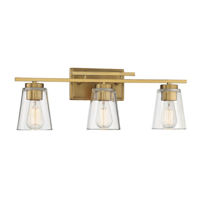 3 Light Bathroom Vanity Light, Warm Brass