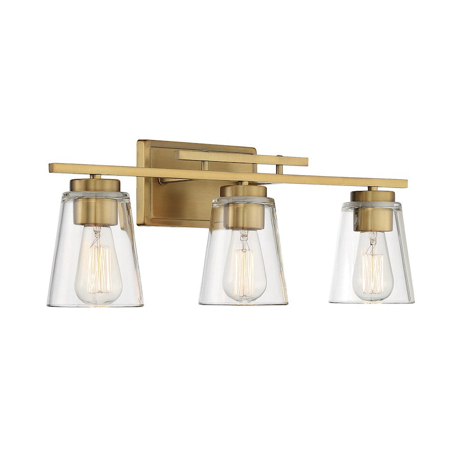 3 Light Bathroom Vanity Light, Warm Brass