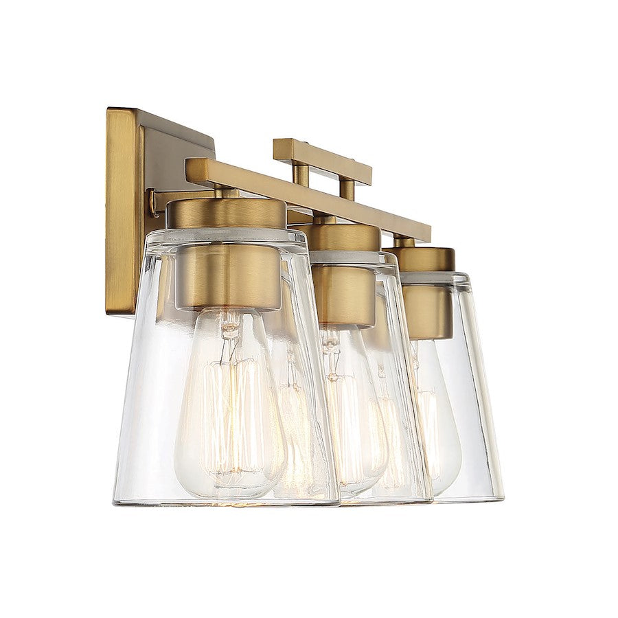 3 Light Bathroom Vanity Light, Warm Brass