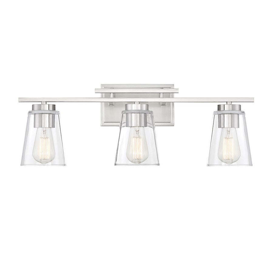 3 Light Bathroom Vanity Light, Satin Nickel