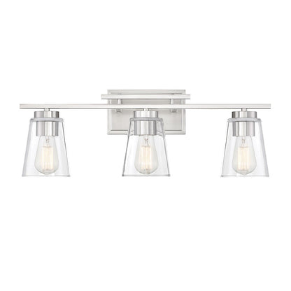 3 Light Bathroom Vanity Light, Satin Nickel