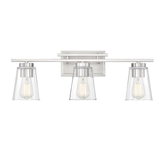 3 Light Bathroom Vanity Light, Satin Nickel