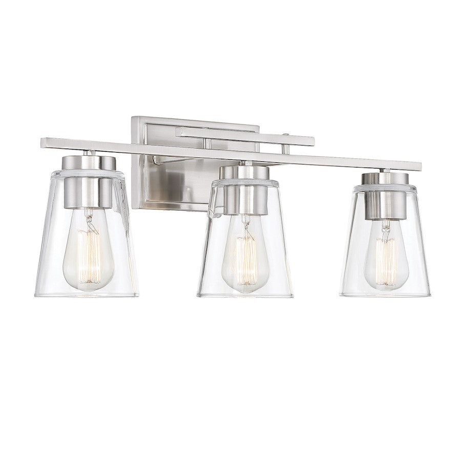 3 Light Bathroom Vanity Light, Satin Nickel