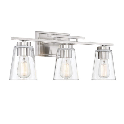 3 Light Bathroom Vanity Light, Satin Nickel