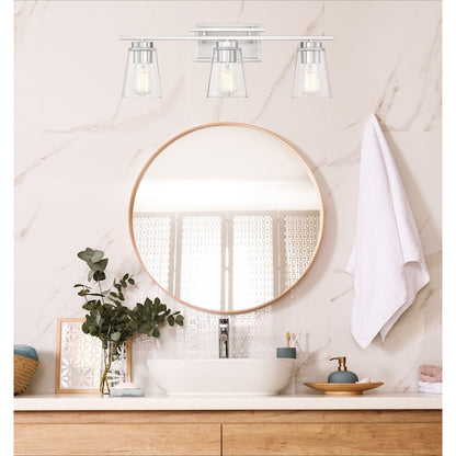 3 Light Bathroom Vanity Light, Satin Nickel