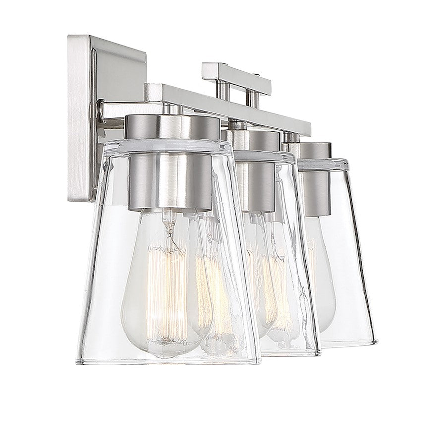 3 Light Bathroom Vanity Light, Satin Nickel
