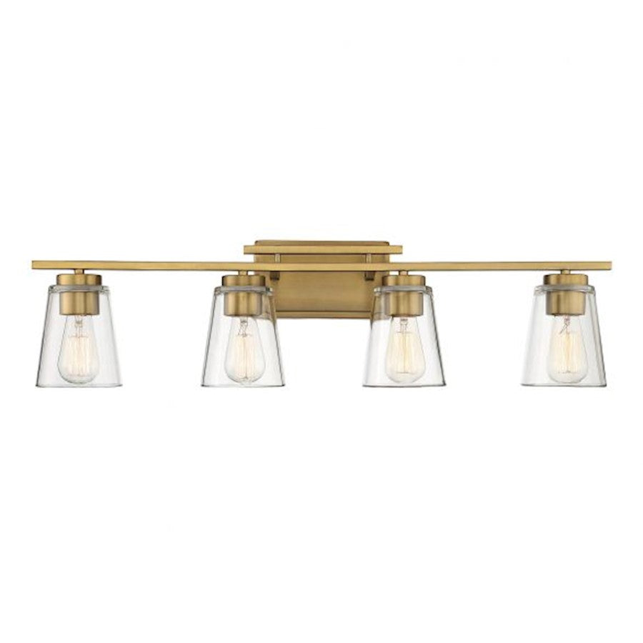 4 Light Bathroom Vanity Light, Warm Brass