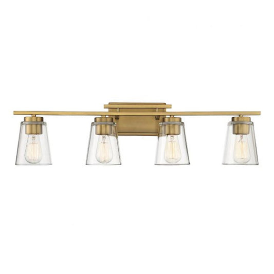 4 Light Bathroom Vanity Light, Warm Brass