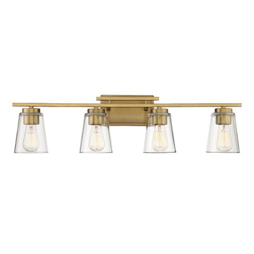 Savoy House Calhoun 4-Light Bathroom Vanity Light, Warm Brass - 8-1020-4-322