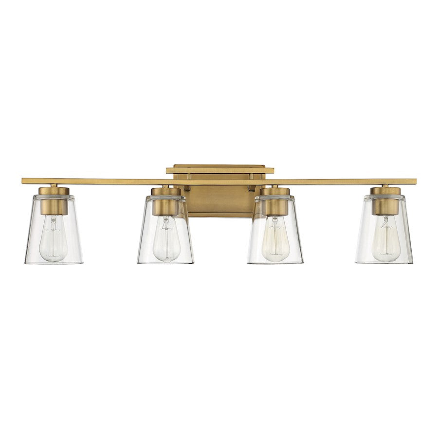 4 Light Bathroom Vanity Light, Warm Brass