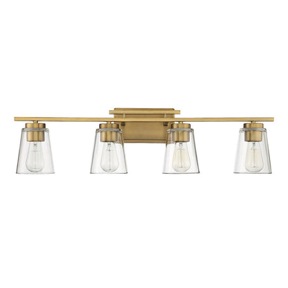 4 Light Bathroom Vanity Light, Warm Brass