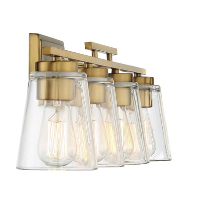 4 Light Bathroom Vanity Light, Warm Brass