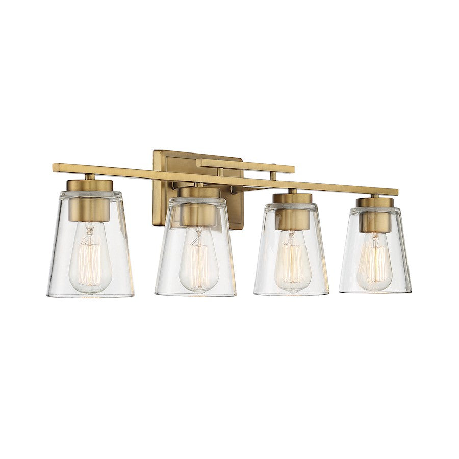 4 Light Bathroom Vanity Light, Warm Brass