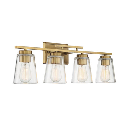 4 Light Bathroom Vanity Light, Warm Brass