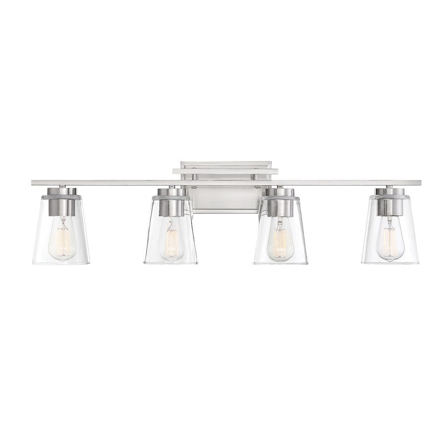 4 Light Bathroom Vanity Light, Satin Nickel
