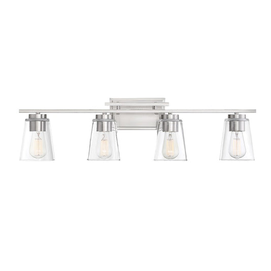 4 Light Bathroom Vanity Light, Satin Nickel