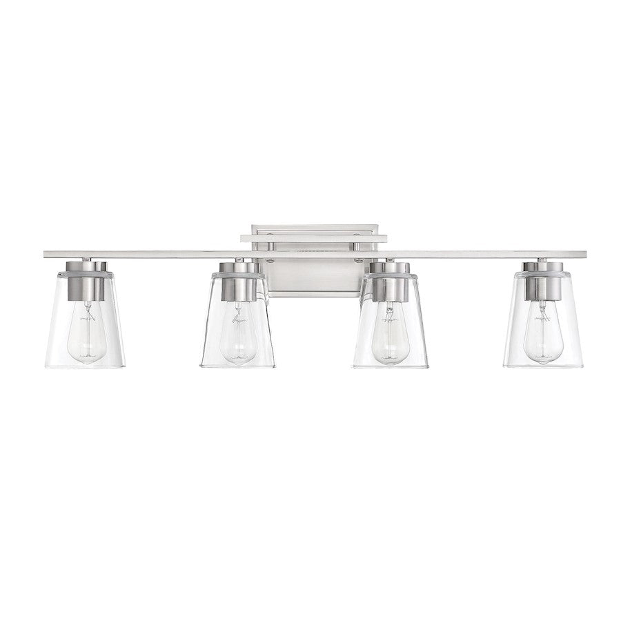4 Light Bathroom Vanity Light, Satin Nickel