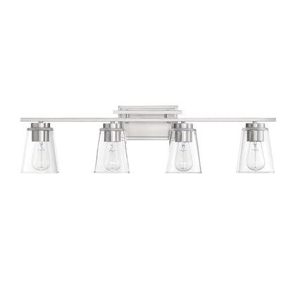 4 Light Bathroom Vanity Light, Satin Nickel