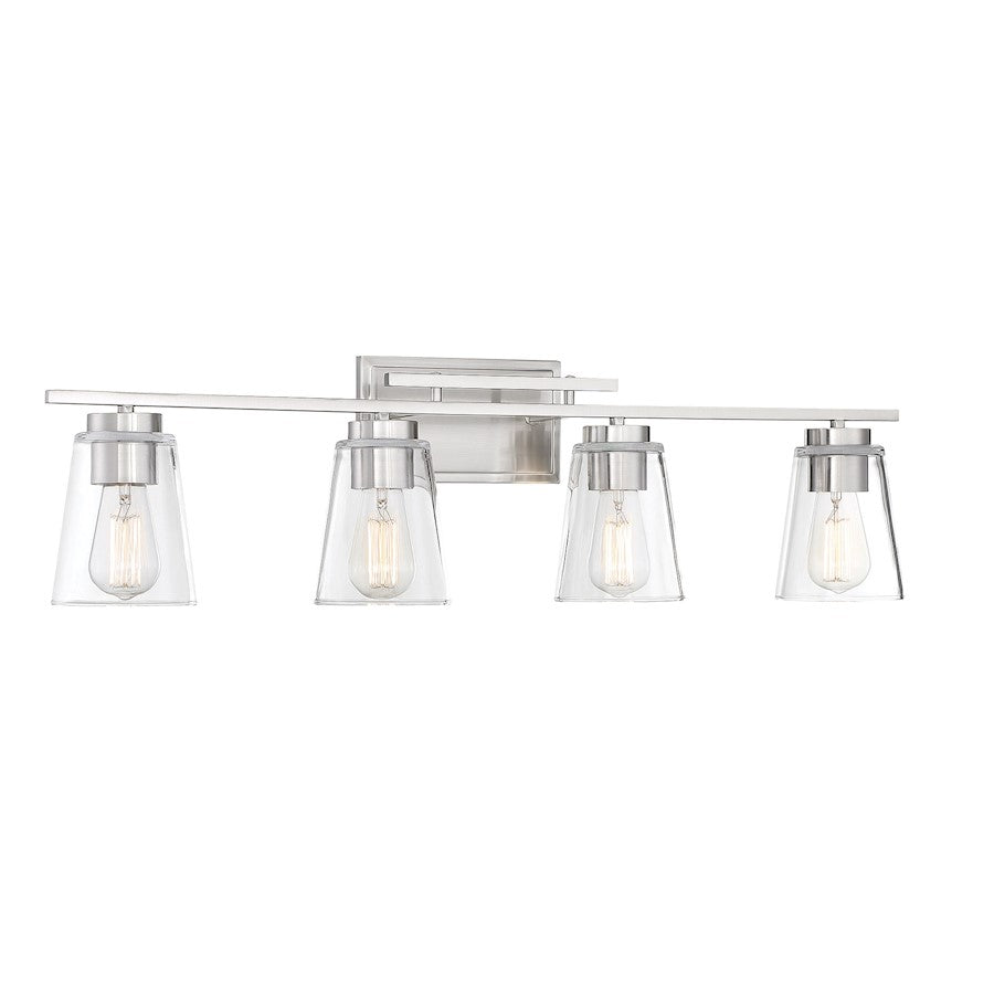 4 Light Bathroom Vanity Light, Satin Nickel