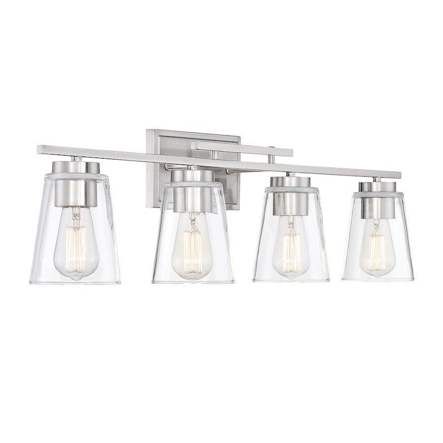 4 Light Bathroom Vanity Light, Satin Nickel