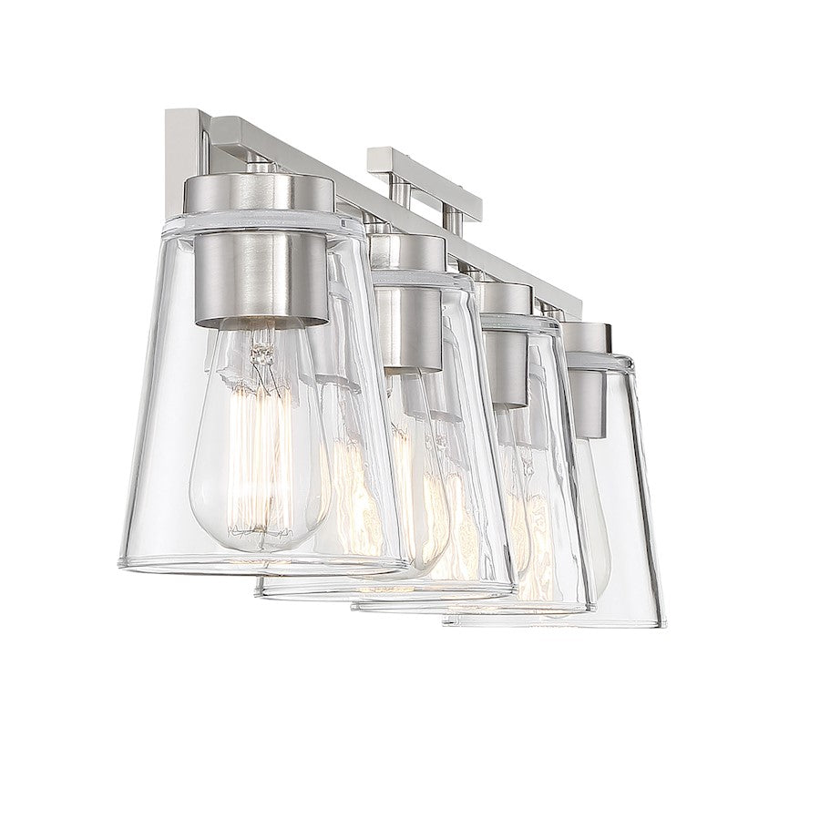 4 Light Bathroom Vanity Light, Satin Nickel