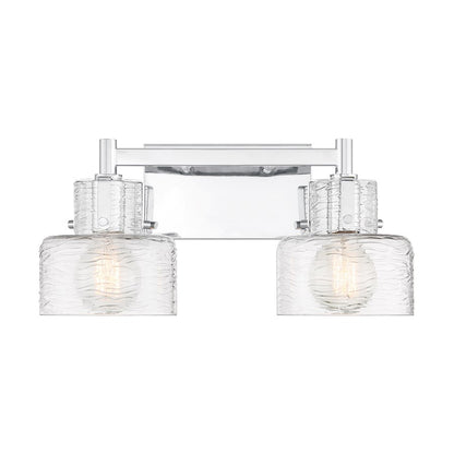 Savoy House Dover 2 Light Bath, Chrome/Clear Crinkle