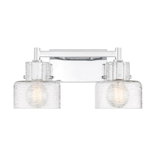 Savoy House Dover 2 Light Bath, Chrome/Clear Crinkle