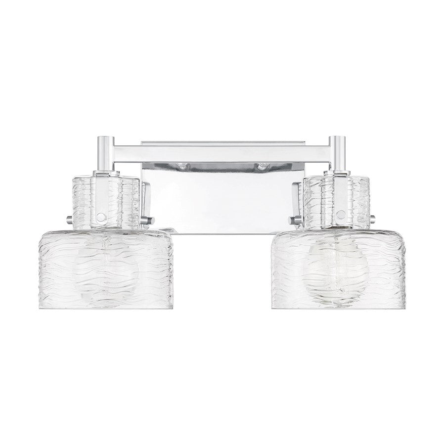 Savoy House Dover 2 Light Bath, Chrome/Clear Crinkle