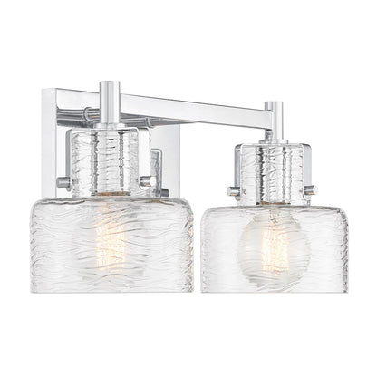 Savoy House Dover 2 Light Bath, Chrome/Clear Crinkle