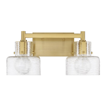Savoy House Dover 2 Light Bath, Warm Brass/Clear Crinkle