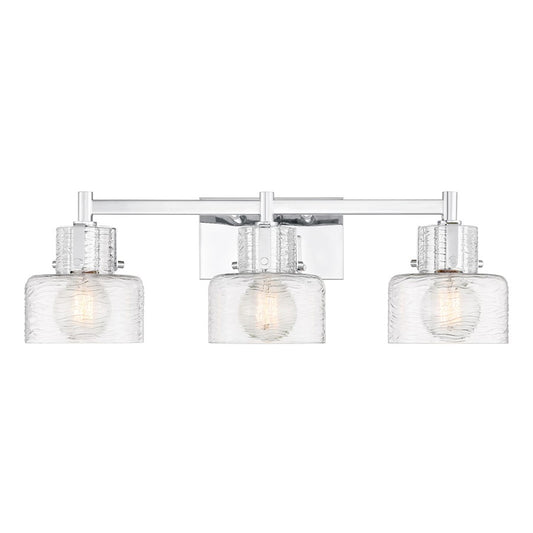 Savoy House Dover 3 Light Bath, Chrome/Clear Crinkle