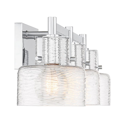 Savoy House Dover 3 Light Bath, Chrome/Clear Crinkle
