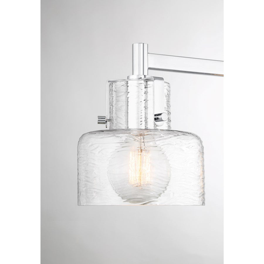 Savoy House Dover 3 Light Bath, Chrome/Clear Crinkle