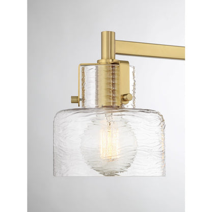 Savoy House Dover 3 Light Bath, Warm Brass/Clear Crinkle