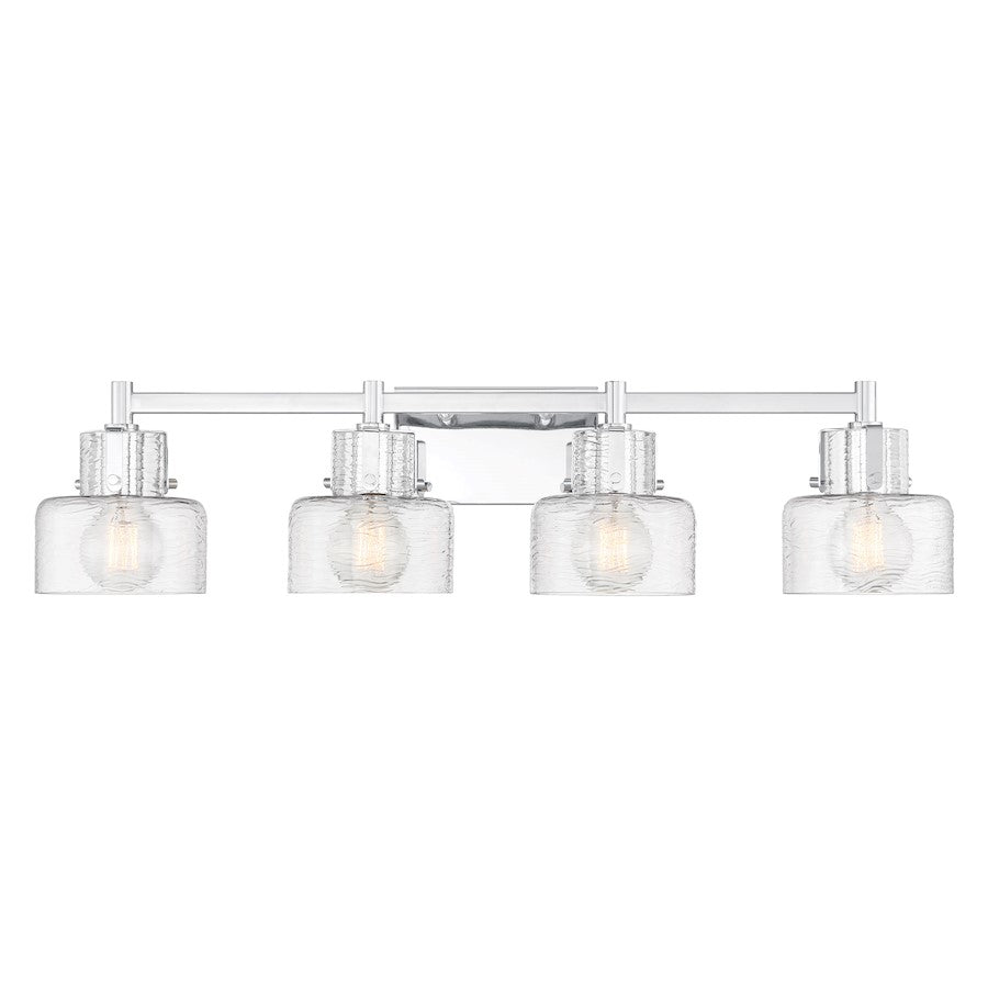 Savoy House Dover 4 Light Bath, Chrome/Clear Crinkle