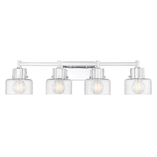 Savoy House Dover 4 Light Bath, Chrome/Clear Crinkle