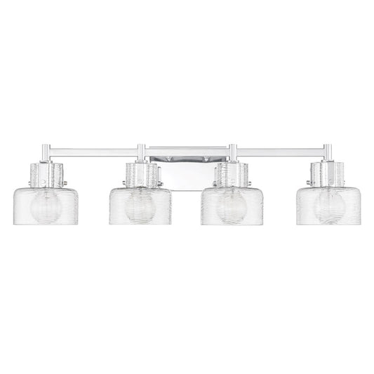 Savoy House Dover 4 Light Bath, Chrome/Clear Crinkle
