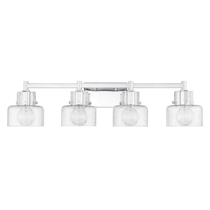 Savoy House Dover 4 Light Bath, Chrome/Clear Crinkle