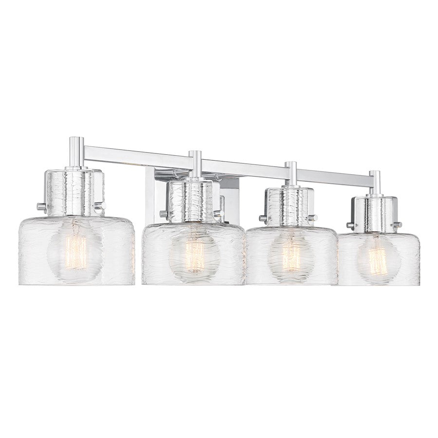 Savoy House Dover 4 Light Bath, Chrome/Clear Crinkle