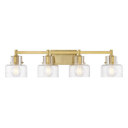 Savoy House Dover 4 Light Bath, Warm Brass/Clear Crinkle
