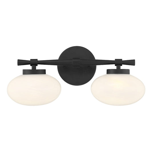 Savoy House Barrow 2 Light Bath, Matte Black/Strie - 8-1050-2-BK