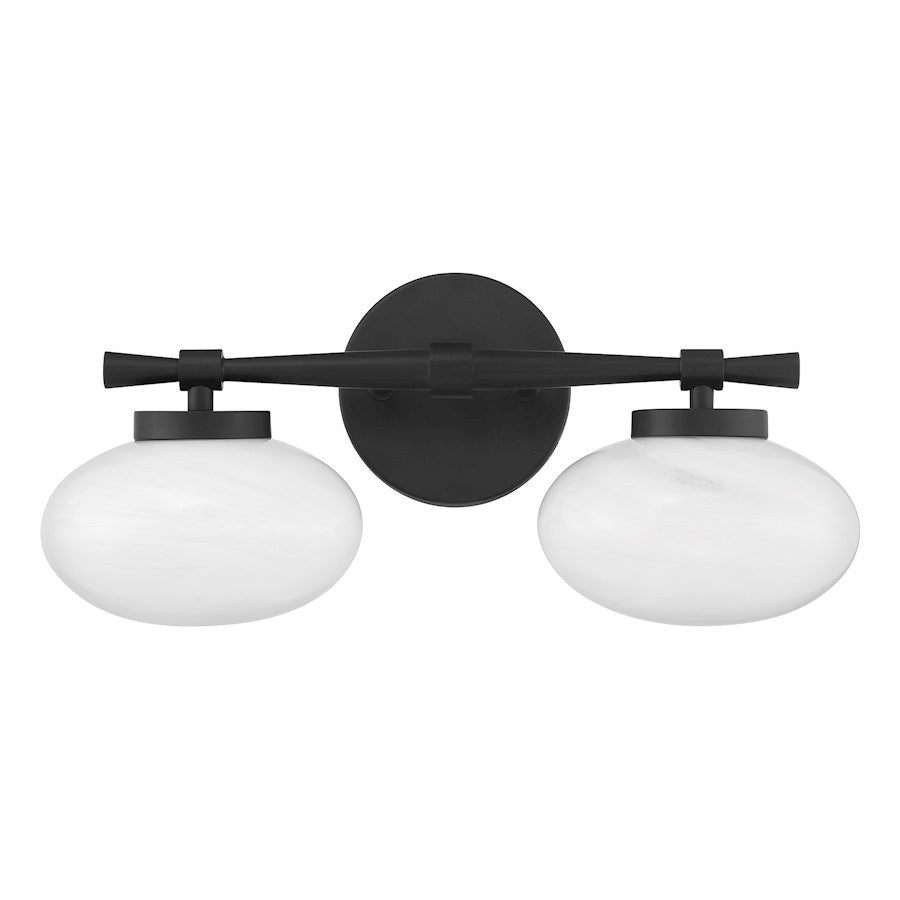 Savoy House Barrow 2 Light Bath, Matte Black/Strie