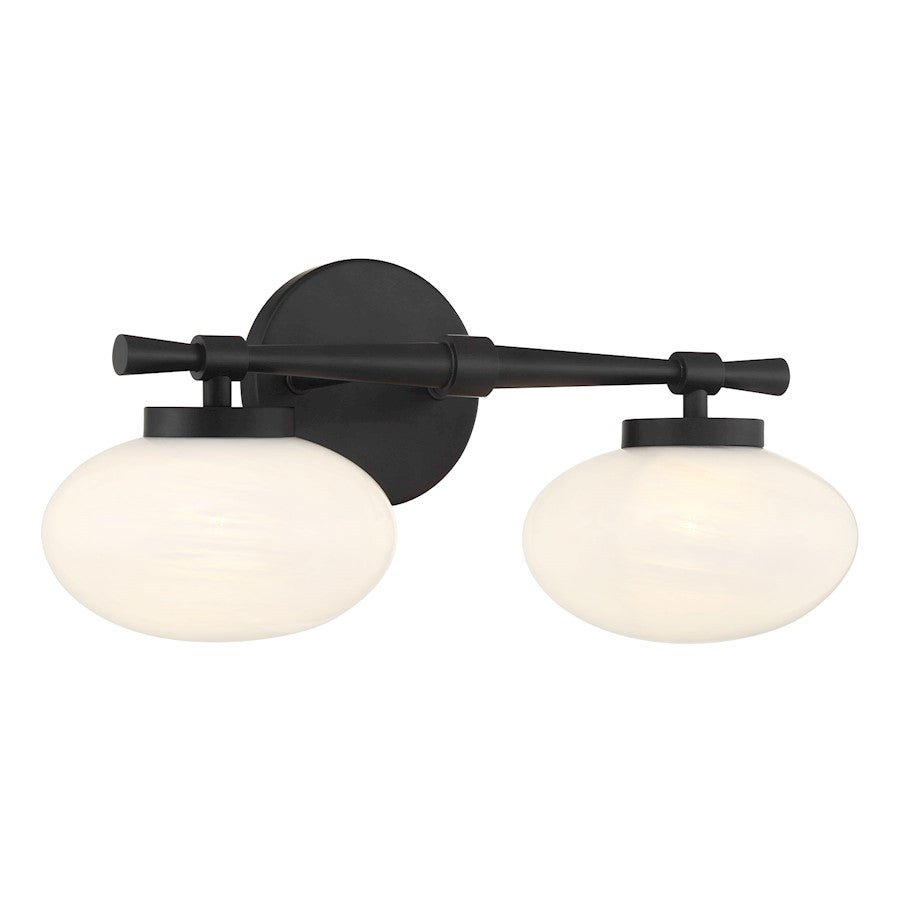 Savoy House Barrow 2 Light Bath, Matte Black/Strie
