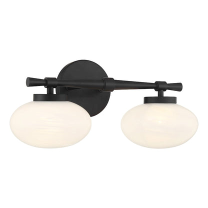 Savoy House Barrow 2 Light Bath, Matte Black/Strie