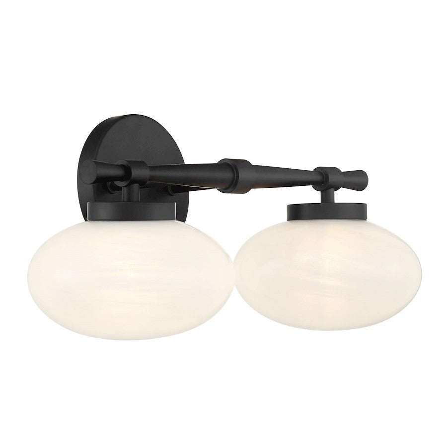 Savoy House Barrow 2 Light Bath, Matte Black/Strie